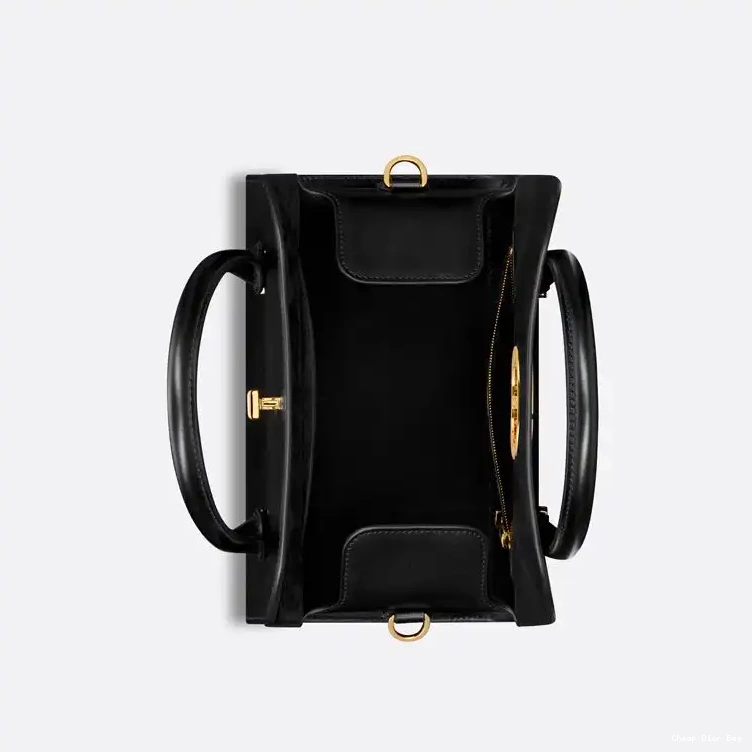 Cheap Dior Bag Calfskin Box Boston Black Dior Bag Medium 0507